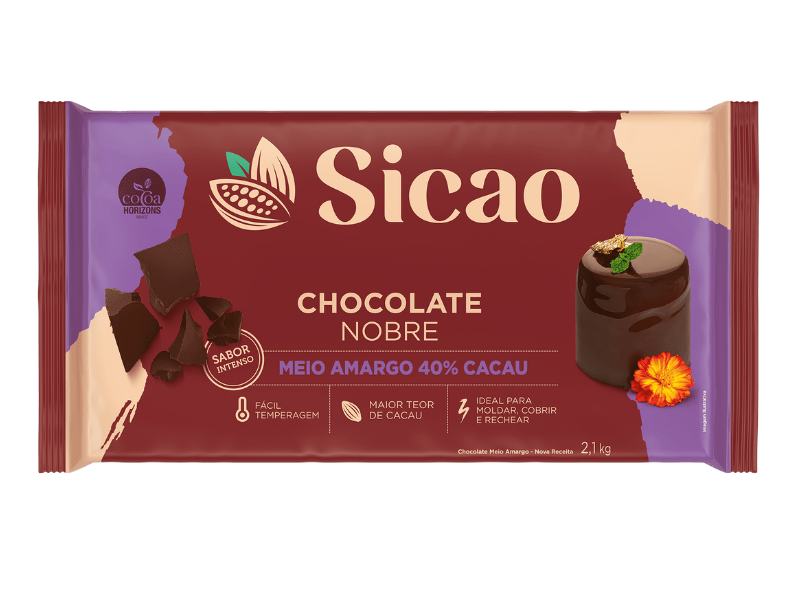 CHOCOLATE  BARRA MEIO AMARGO SICAO NOBRE 2,1KG                                                       