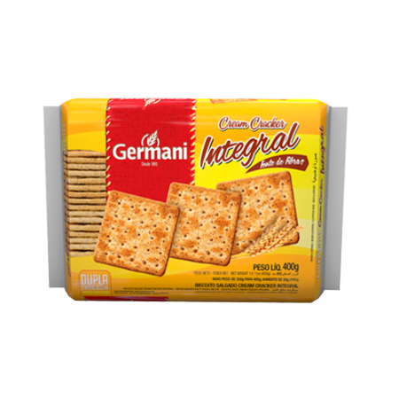 BISCOITO CREAM CRACKER  INTEGRAL  GERMANI 400GR                                                     