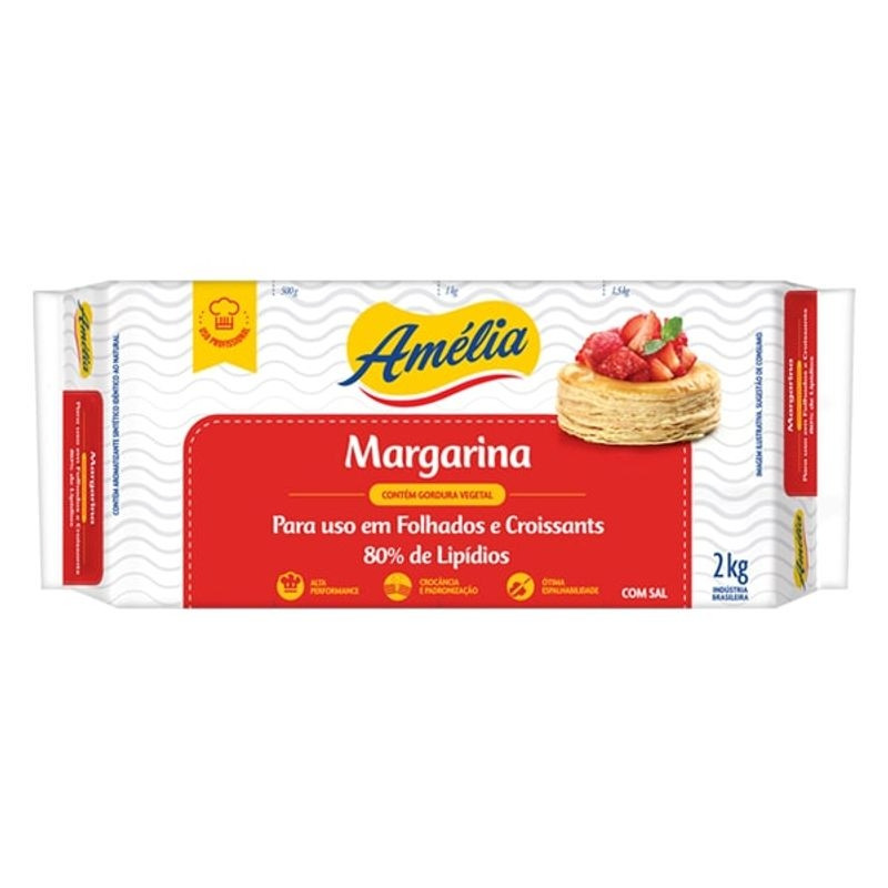 MARGARINA AMELIA FOLHADOS BLOCO PACOTE 2KG                                                          