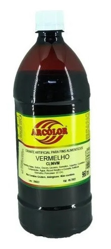 CORANTE LÍQUIDO VERMELHO  ARCOLOR  960ML                                                            