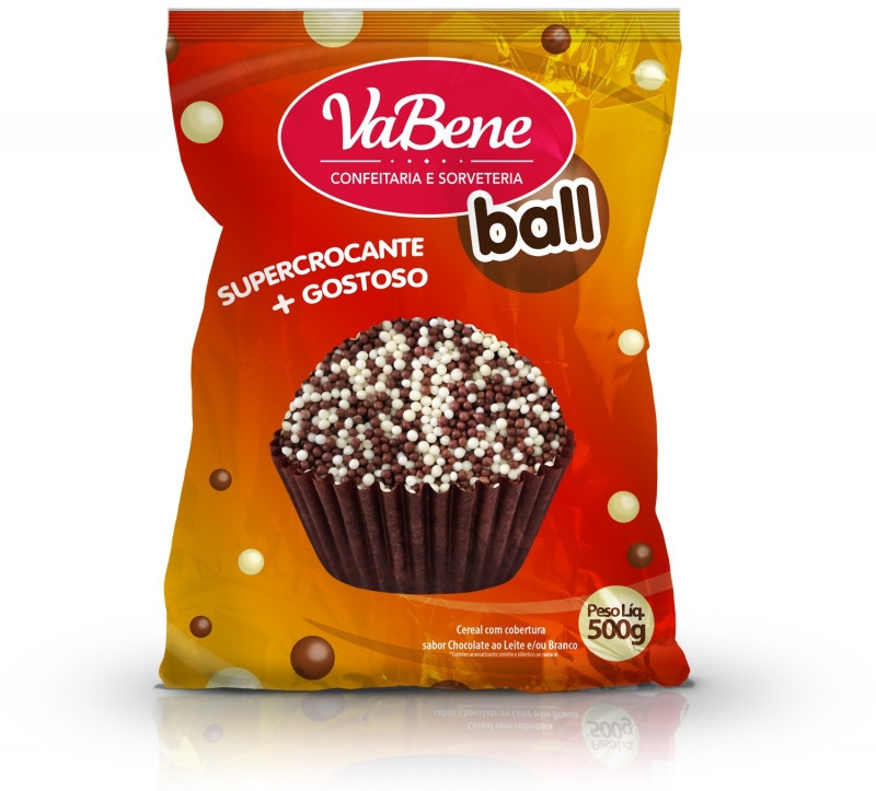 VABENE CEREAL MICROBALL CHOCOLATE PRETO E BRANCO 500GR                                              