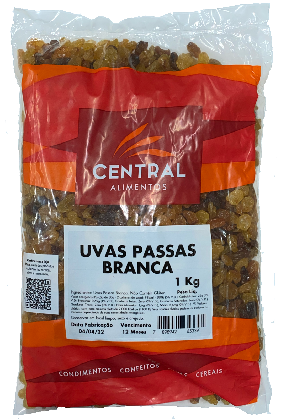 UVAS PASSAS BRANCA SEM SEMENTE CENTRAL 1KG                                                          