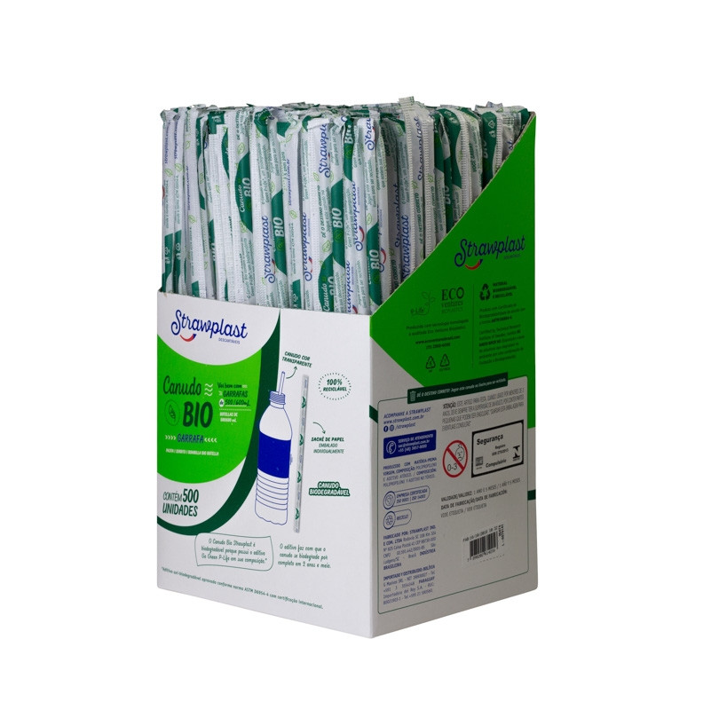 CANUDO BIO GARRAFA 25CM EMBALADO 817 STRAWPLAST 500UN                                               