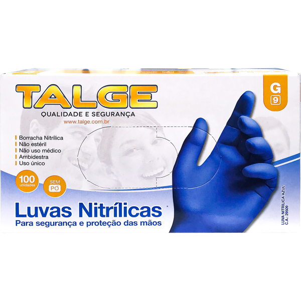 LUVA NITRILICA GRANDE AZUL  TALGE 100UN                                                             