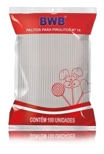 PALITOS PARA PIRULITO CRISTAL 14CM MEDIO BWB 100 UNIDADES                                           