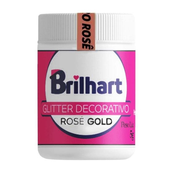 PÓ PARA DECORAÇÃO GLITTER ROSE GOLD  BRILHARTE 10GR                                                 