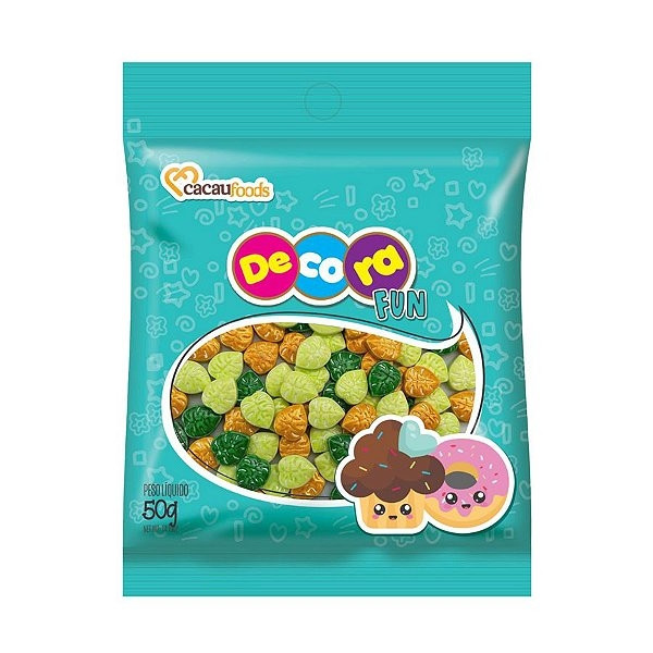 CONFEITO FIGURAS FOLHAS VERDES FUN  DECORA 50GR                                                     