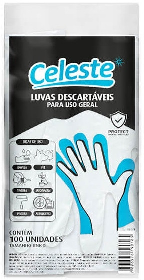 LUVA PLASTICA DESCARTAVEL- CELESTE                                                                  