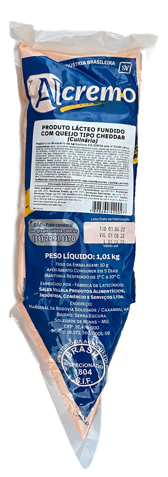 REQUEIJÃO BISNAGA CHEDDAR CREMOSO ALCREMO 1,01KG                                                    