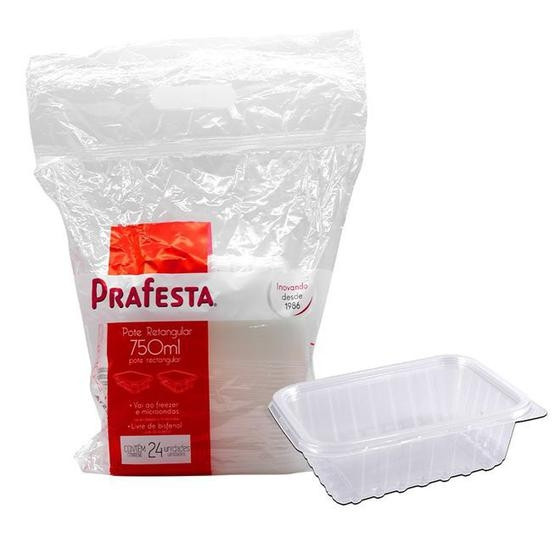 POTE RETANGULAR 750ML COM TAMPA  PRAFESTA                                                           