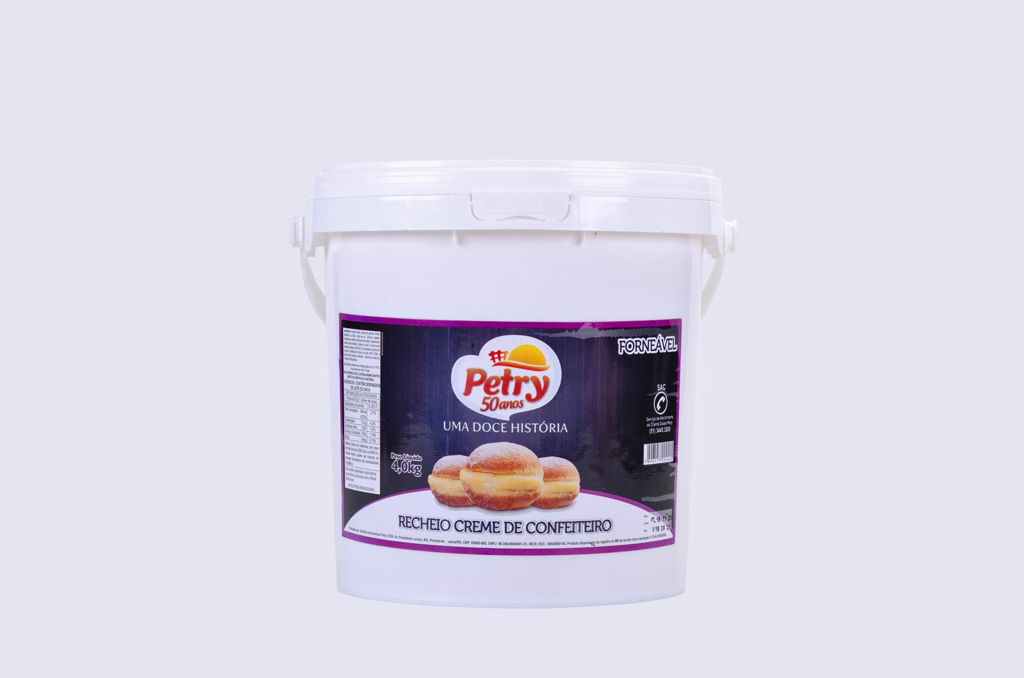 RECHEIO FORNEÁVEL CREME CONFEITEIRO   PETRY  BALDE  4KG                                             