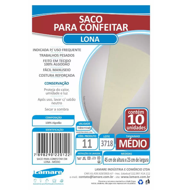 SACO CONFEITEIRO LONA LAMARE 45CM 1UN                                                               