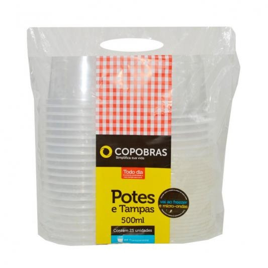 POTE KIT COM TAMPA 500ML COPOBRAS 25UN                                                              