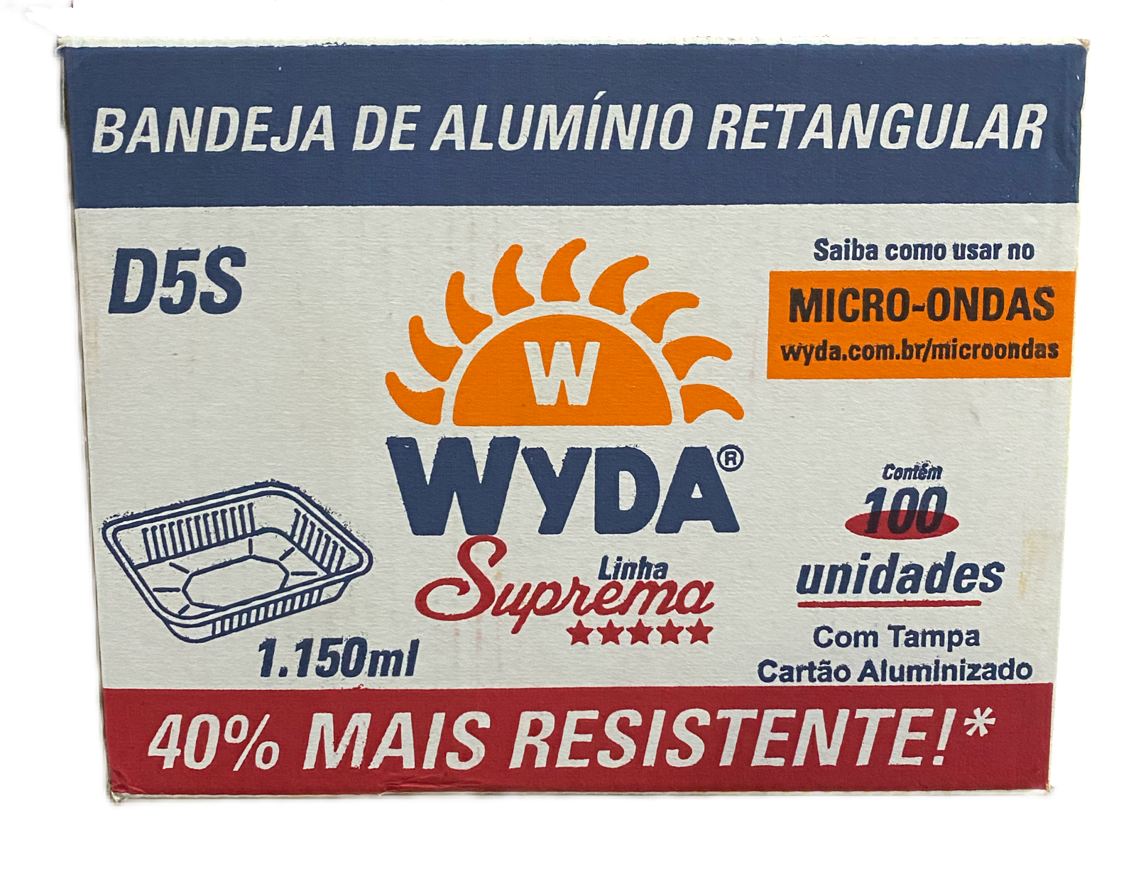 FOLHA ALUMINIO D5 COM TAMPA 1150ML SUPREMA WYDA 100UN                                               