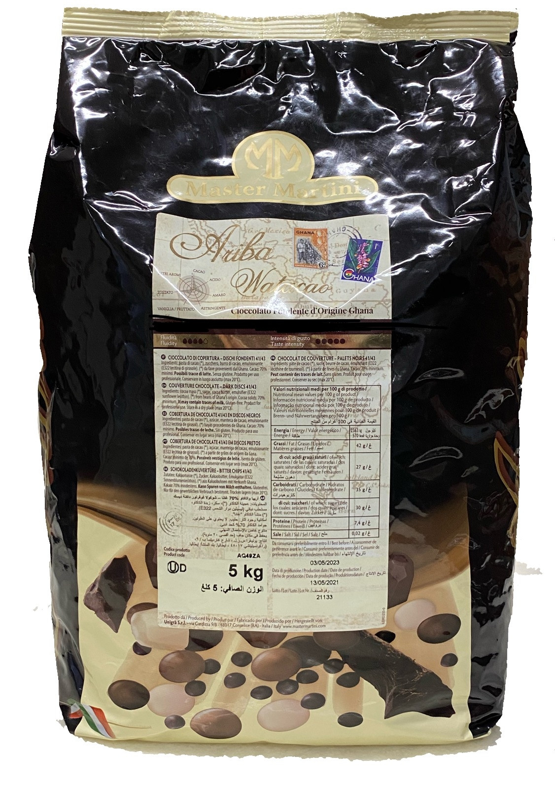 CHOCOLATE EM GOTAS AMARGO 78% ARIBA MASTER MARTINI 5KG                                              