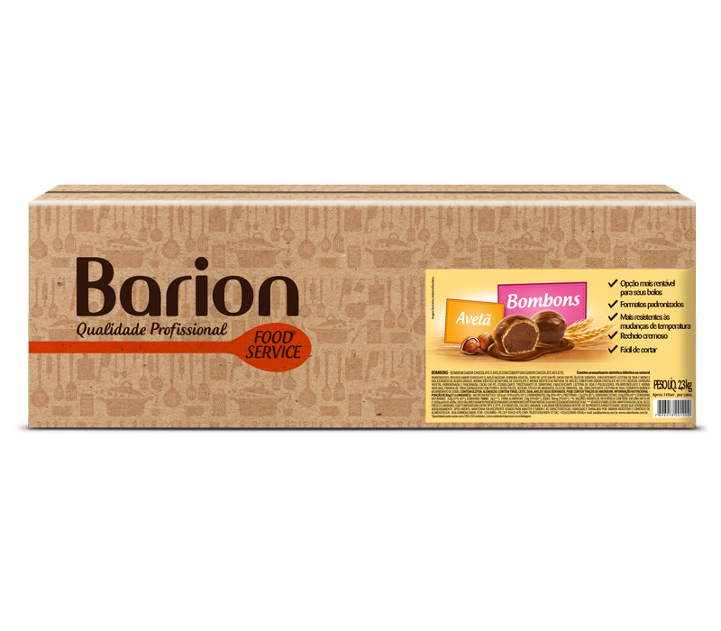 BOMBOM AO LEITE RECHEIO DE AVELÃ BARION 2,3KG                                                       