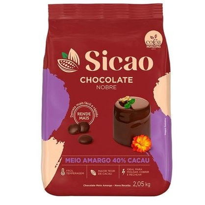 CHOCOLATE GOTA MEIO AMARGO 40% NOBRE SICAO 2,05KG                                                   