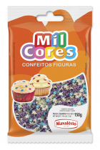 CONFEITO FIGURAS ESTRELAS BRANCA AZUL LILAS MAVALERIO 150GR                                         