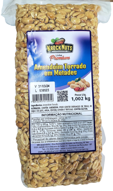 AMENDOIM TORRADO METADES - KROCK NUTS (PCT) 1,002KG                                                 