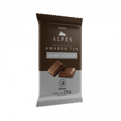 CHOCOLATE SALWARE ALPES ZERO AMARGO 72%  (16x25gr)                                       