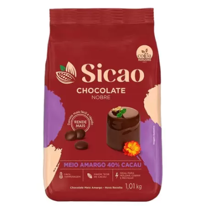 CHOCOCOLATE GOTAS MEIO AMARGO 40% NOBRE SICAO 1,01KG                                                